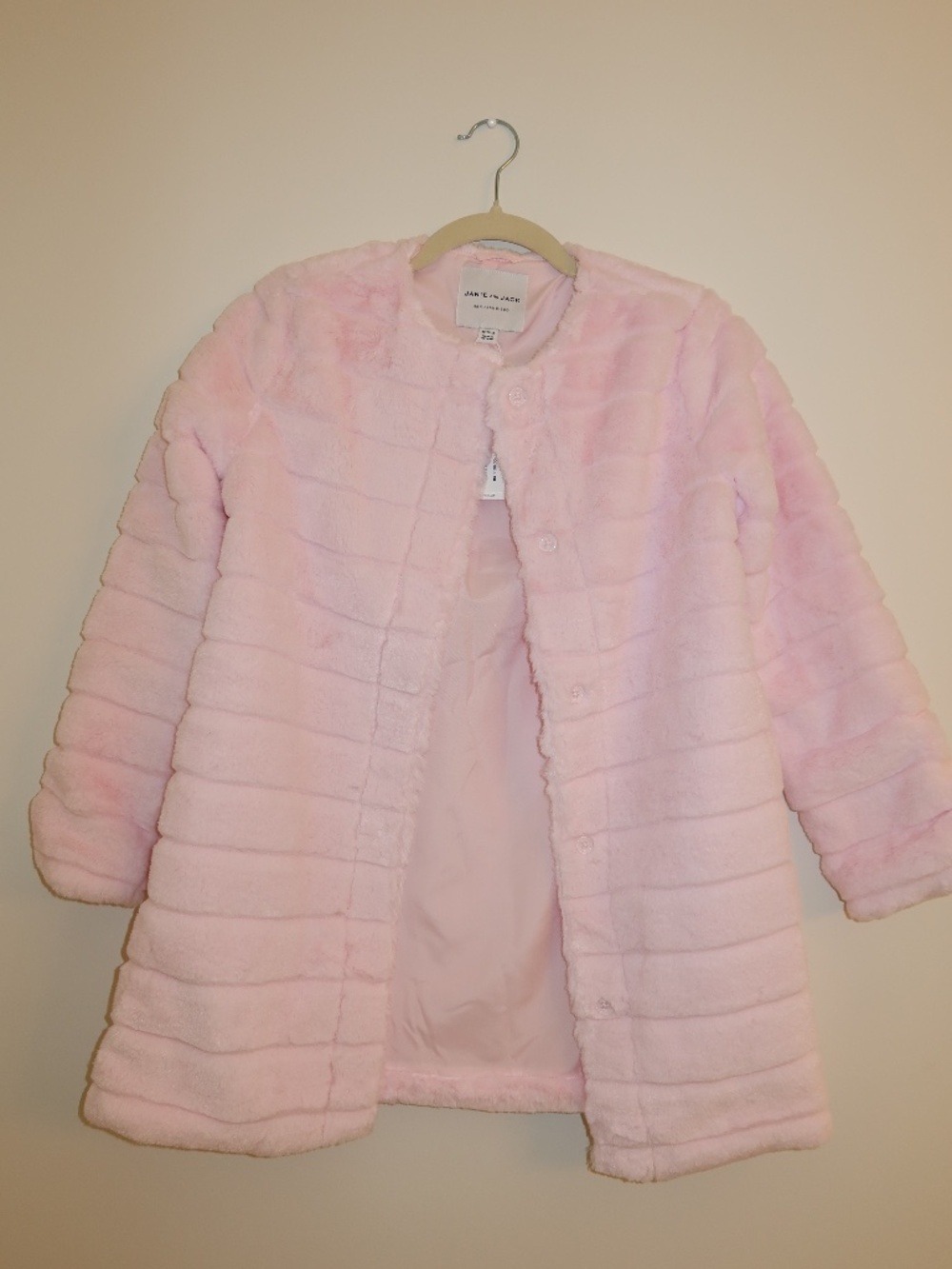 Janie and Jack Channel Faux Fur Coat (Light Pink) Size 10-12 Girls